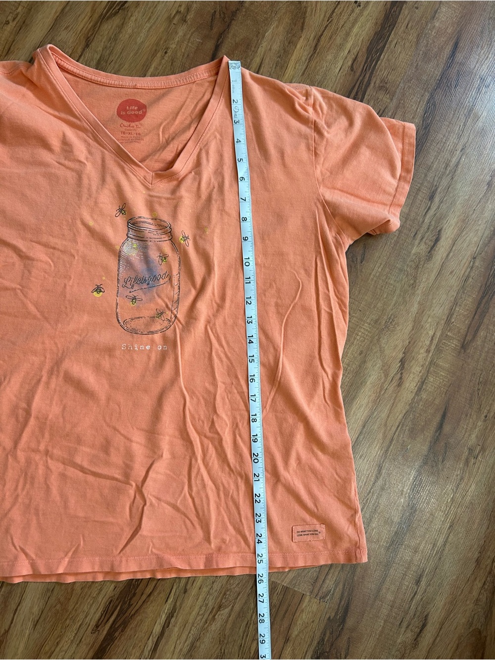 Life Is Good Shine On Mason Jar Classic Fit Crusher Vneck Tshirt Womens XL - Picture 8 of 8